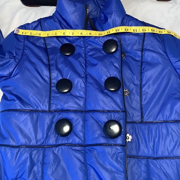 JACK BB DAKOTA size large cobalt blue big black buttons puffy pea coat - Picture 10 of 15